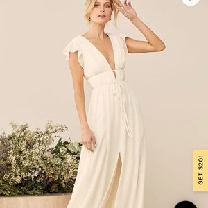 Lulus I’m All Yours Cream Ruffled Maxi Dress